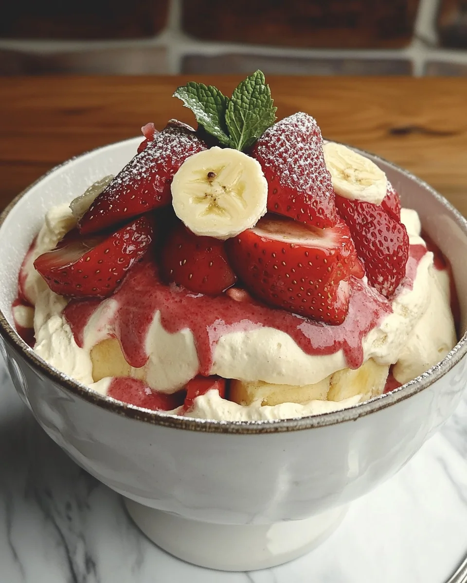 Dessert Fraises, Bananes et Crème Vanillée