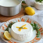 Fromage fait maison avec 1 litre de lait, un demi-citron et 1 yaourt