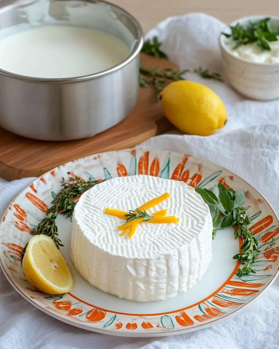 Fromage fait maison avec 1 litre de lait, un demi-citron et 1 yaourt