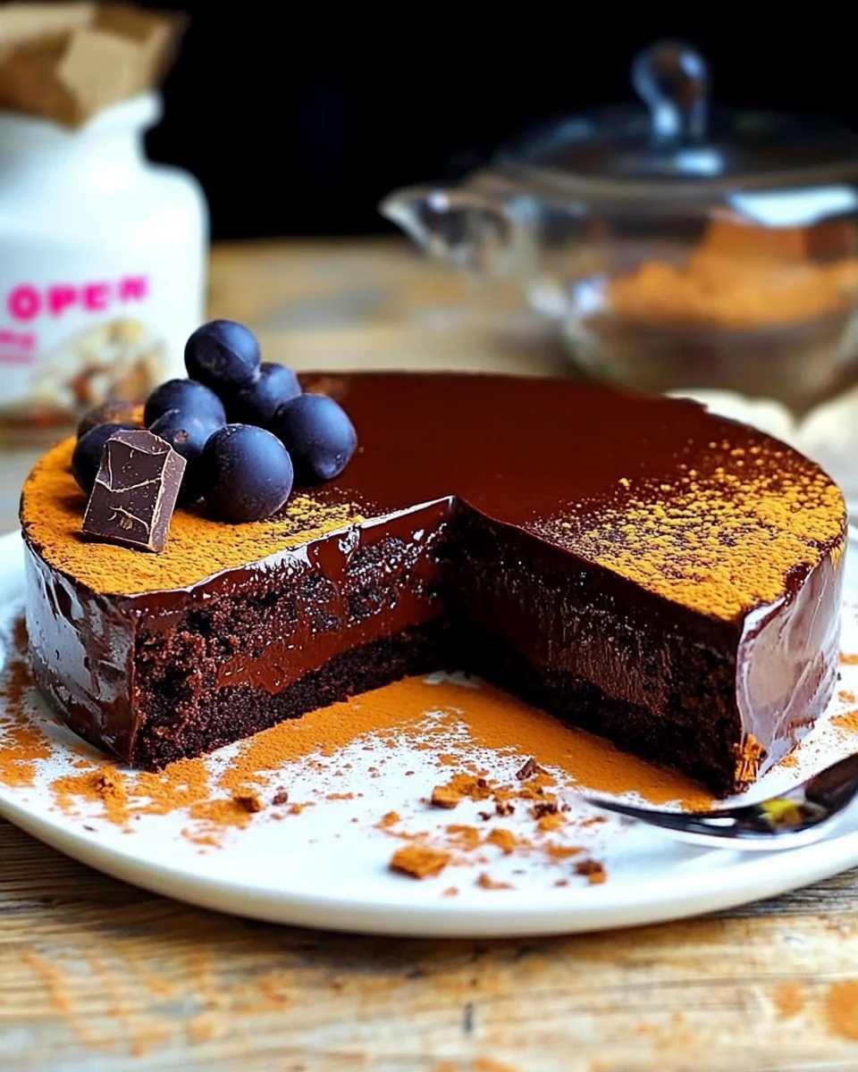 Gâteau à la ganache au chocolat noir sans cuisson – 2 ingrédients