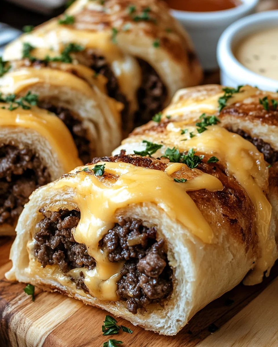 Garlic Butter Beef Cheeseburger Roll-Ups