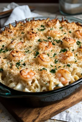 Gratin de Pâtes aux Crevettes, Sauce Crémeuse et Fromage Gratiné