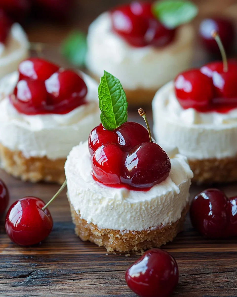 Mini Cheesecakes Sans Cuisson aux Cerises