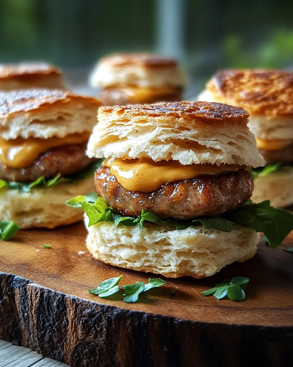 Mini Sandwichs Petit-Déjeuner aux Saucisses et Biscuits