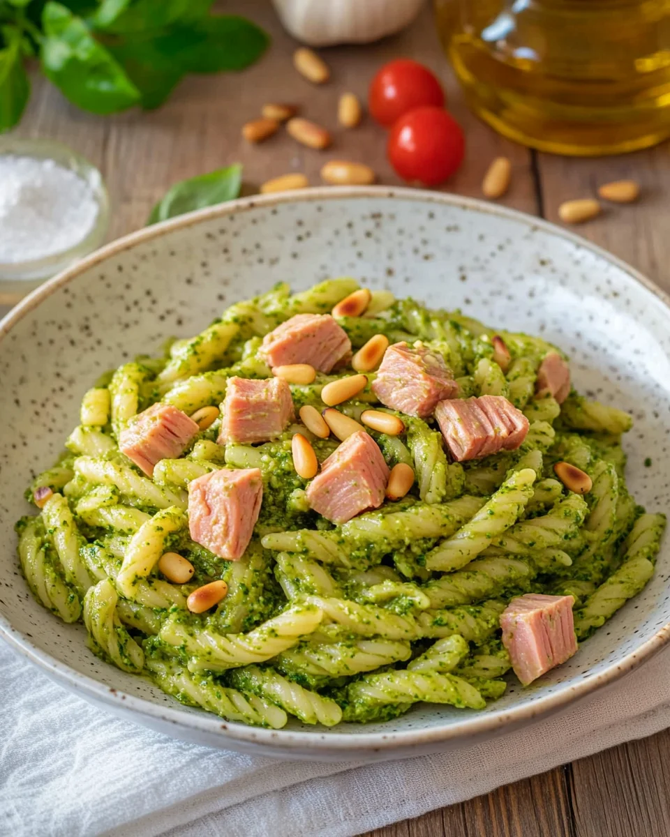 Pâtes au pesto de roquette et au thon