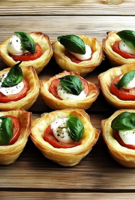 Petites corbeilles de pâte feuilletée façon Caprese au saumon fumé
