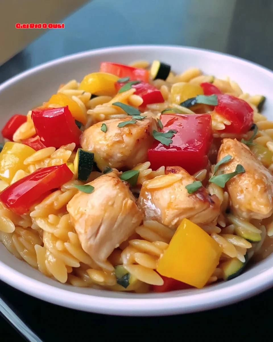 Poêlée d’Orzo au Poulet et aux Légumes