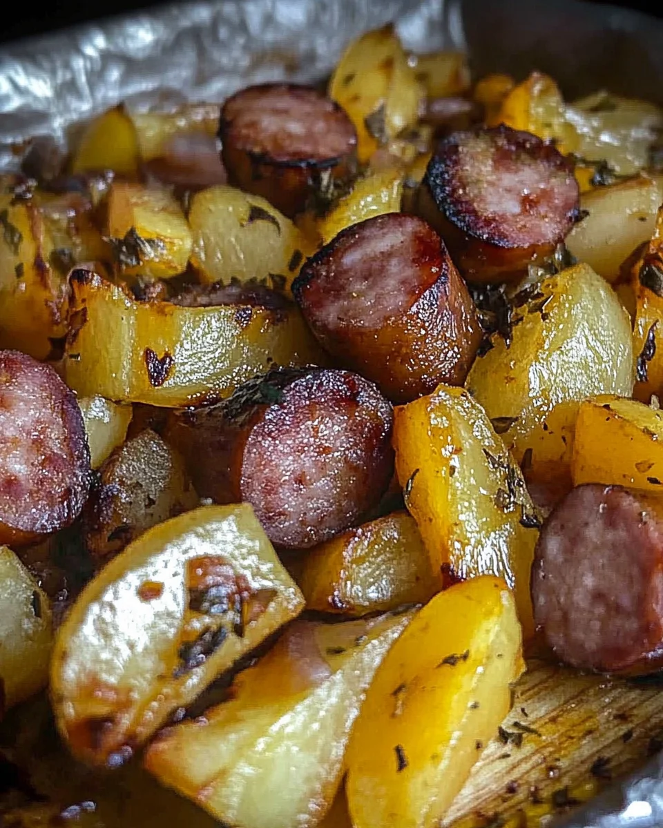 Pommes de Terre Frites aux Oignons et Saucisse Polonaise Fumée image 2