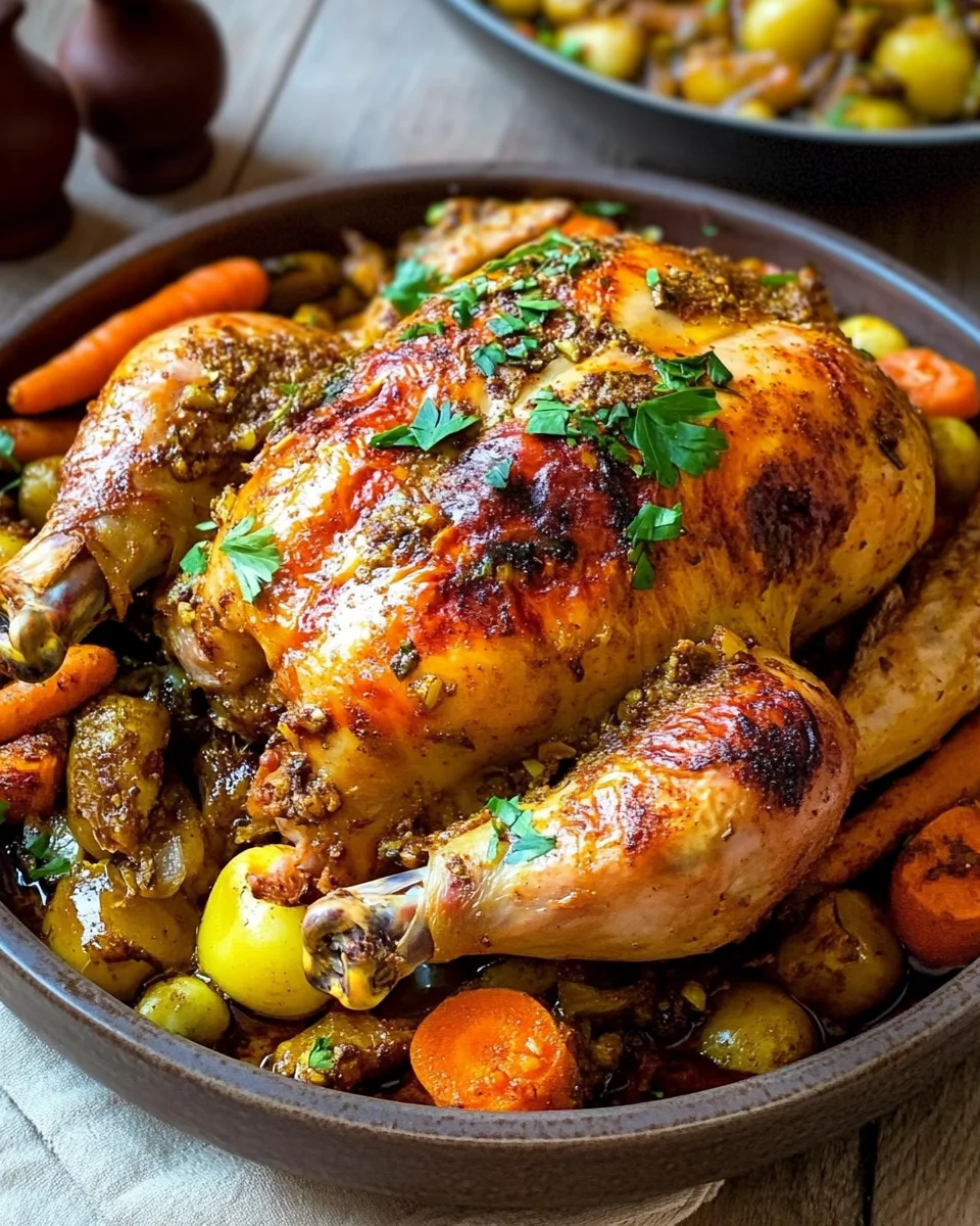 Poulet rôti au four à la marocaine (Djaj Daghmira)