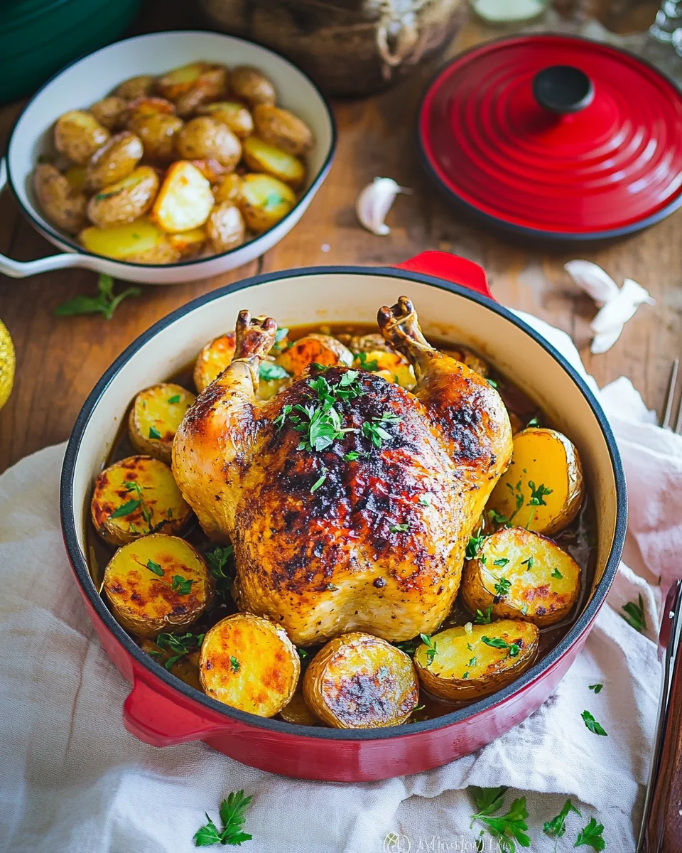 Poulet rôti et pommes de terre à l’italienne