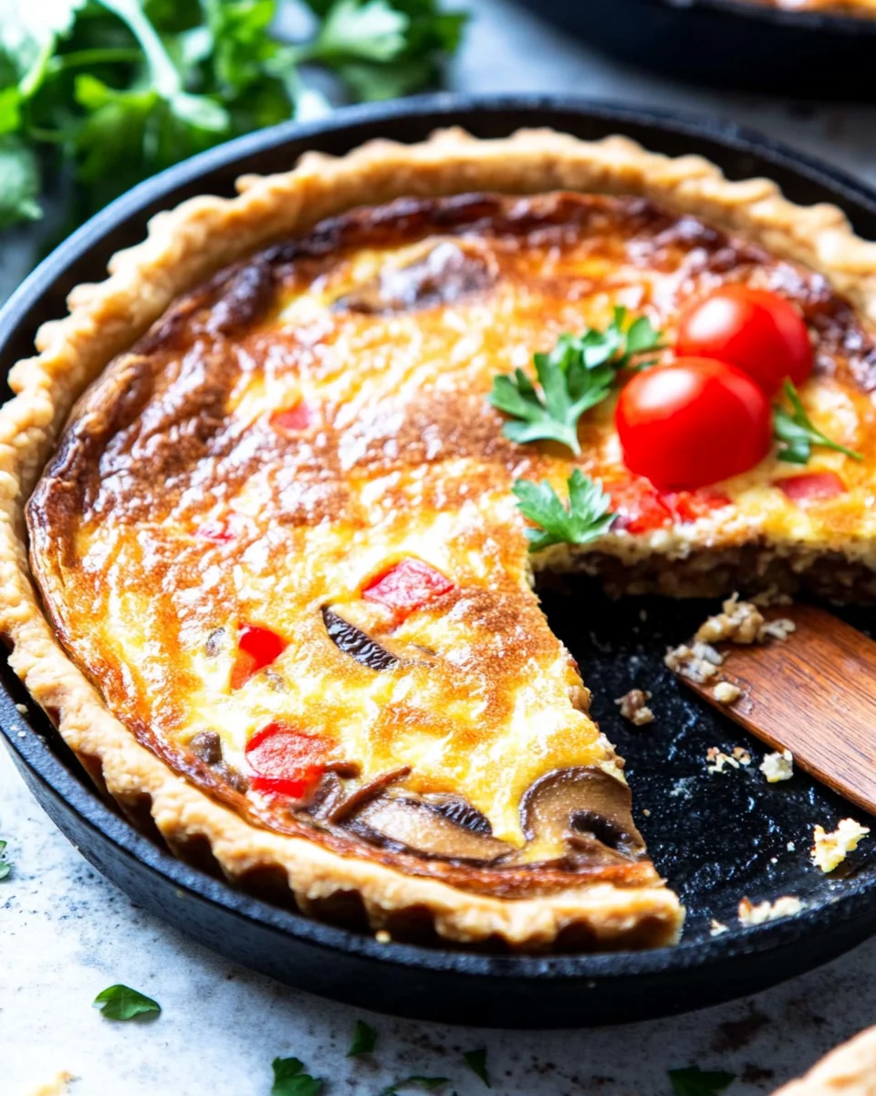 Quiche sans pâte au Jambon & Champignons — Crémeuse, Fondante et Inratable !