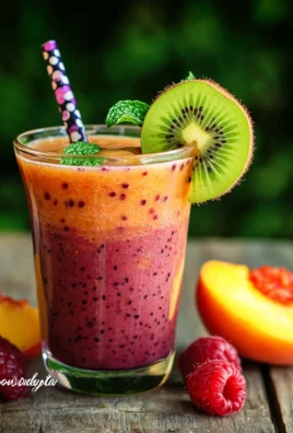 Recette de smoothie prune, kiwi, pêche, framboise, abricot