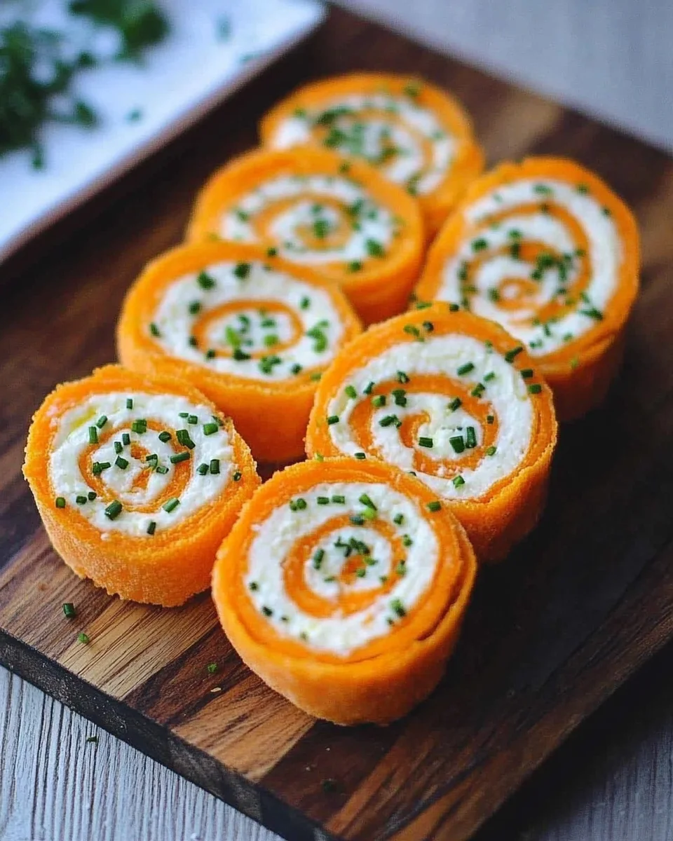 Roulé aux carottes, fromage frais et ciboulette