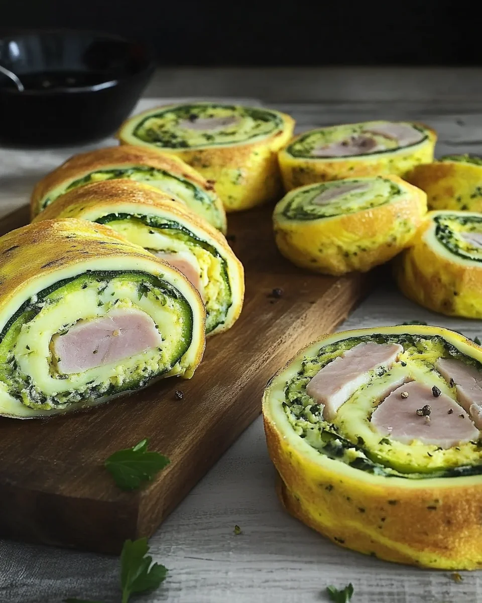 Roulé d’Œufs aux Courgettes, Jambon et Fromage