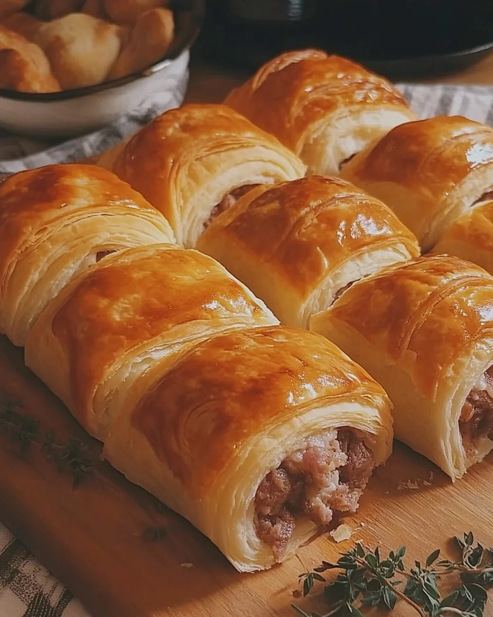 Roulés feuilletés farcis à la viande savoureuse