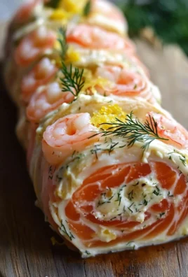 Roulé salé aux crevettes et saumon fumé