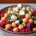 Salade de pois chiches, betteraves et feta à la vinaigrette citron-ail