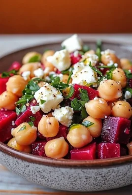 Salade de pois chiches, betteraves et feta à la vinaigrette citron-ail
