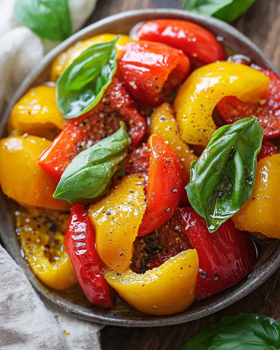 Salade de poivrons rôtis au basilic