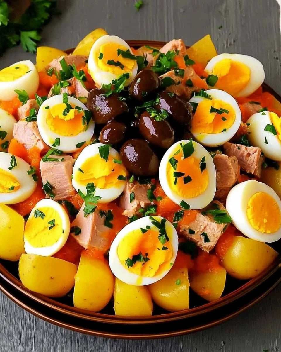 Salade de pommes de terre au thon, aux œufs et aux olives image 2