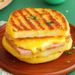 Sandwich Croustillant de Pommes de Terre au Jambon et au Fromage