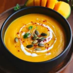 Soupe de butternut à la mangue et safran