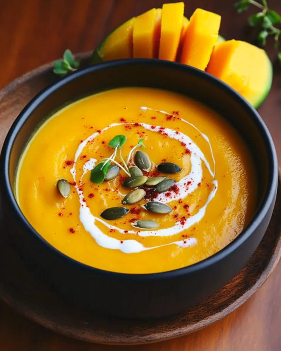 Soupe de butternut à la mangue et safran