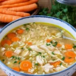 Soupe maison savoureuse au poulet et au riz