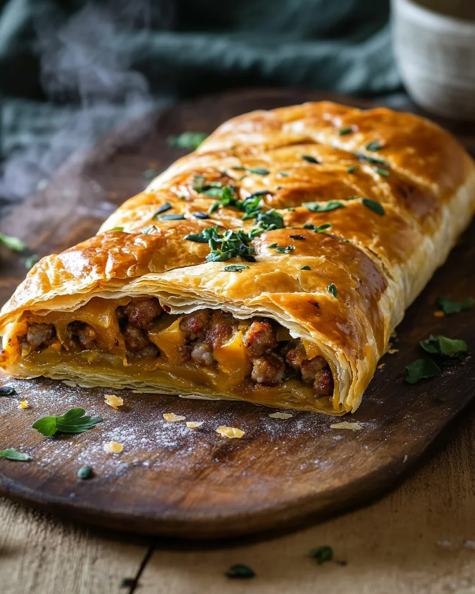 Strudel salé à la citrouille et à la saucisse