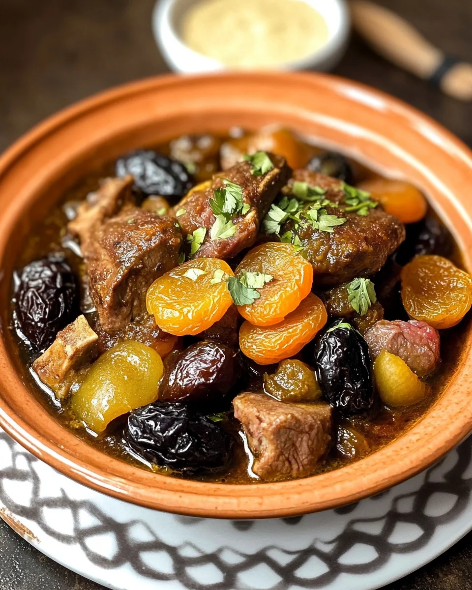 Tajine d’agneau aux pruneaux et abricots secs
