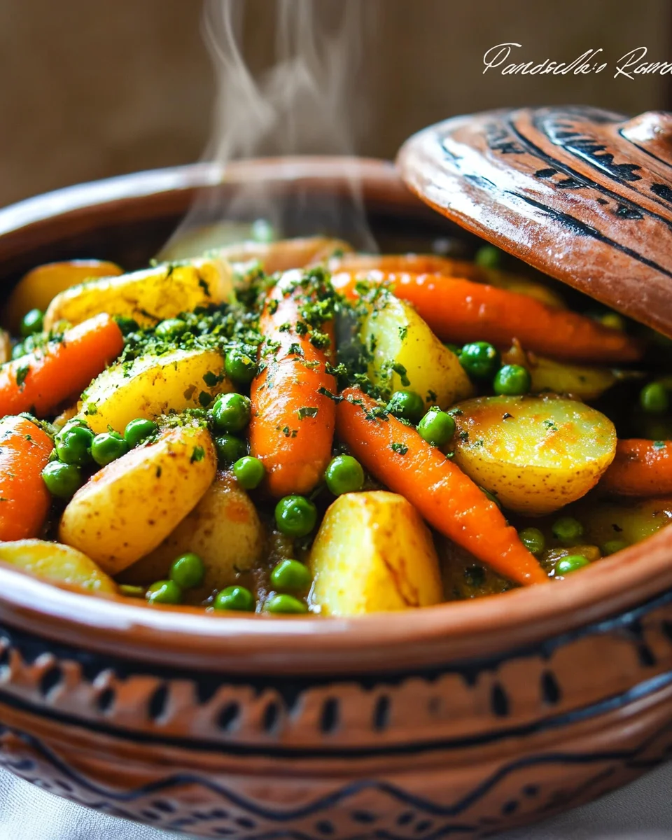 Tajine de carottes, petits pois et pommes de terre