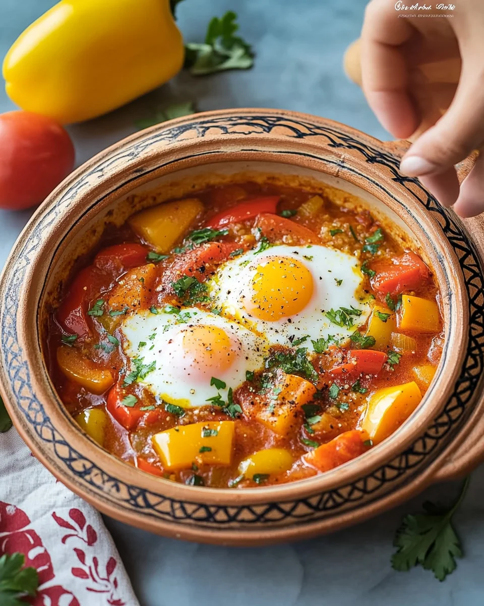 Tajine de poivrons, tomates et œufs : la recette marocaine facile et savoureuse