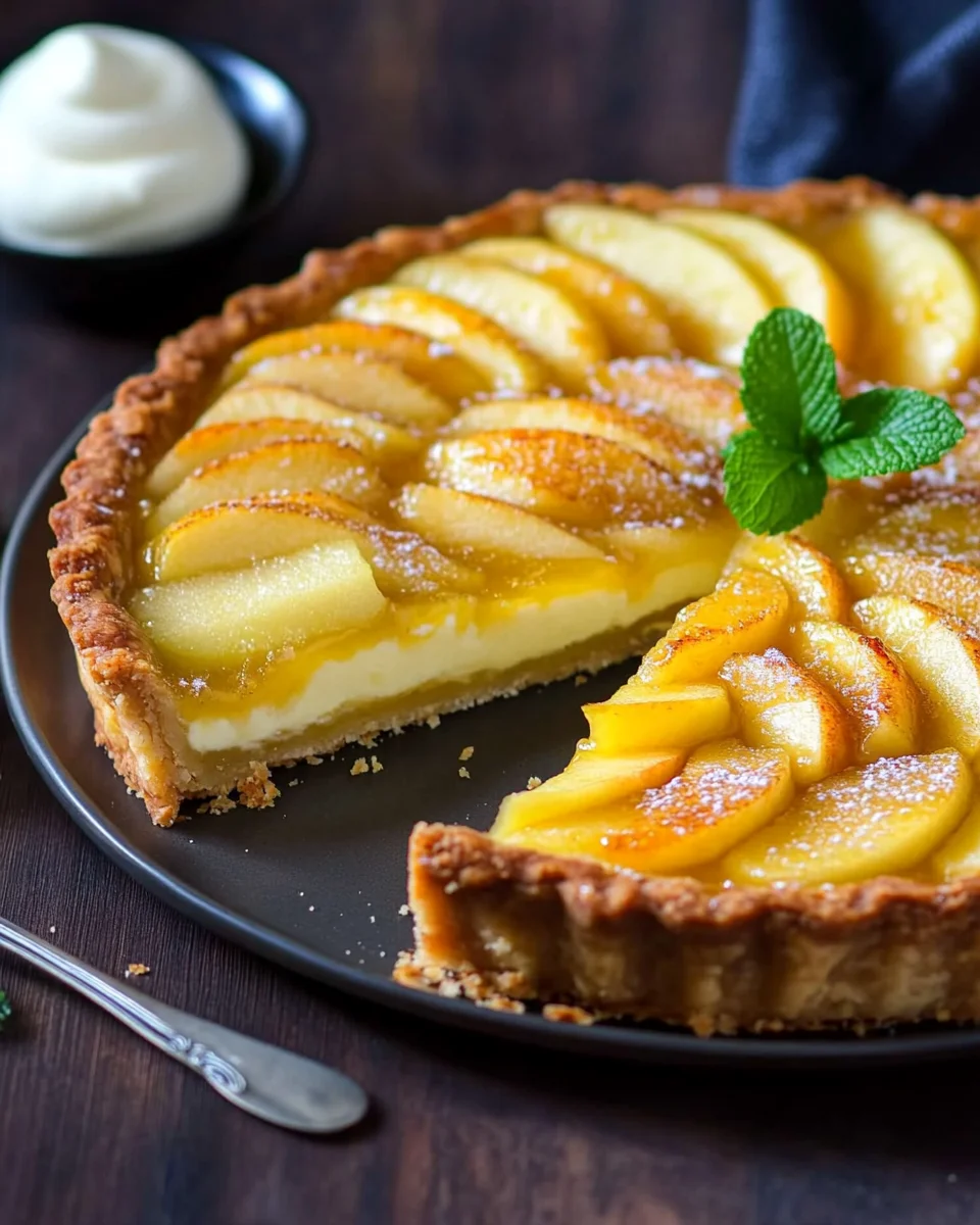Tarte aux pommes et crème