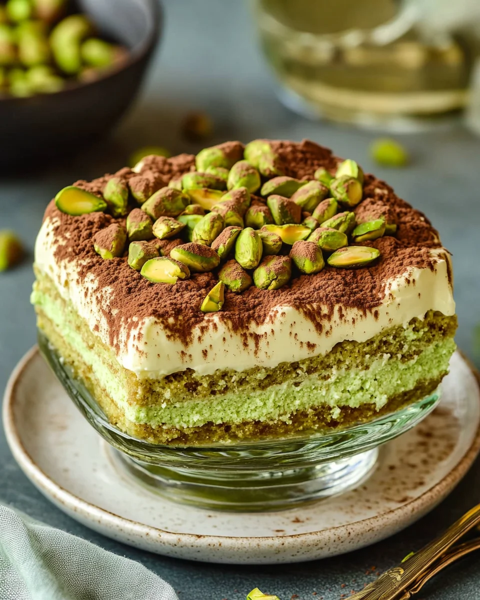 Tiramisu Facile à la Pistache Sans Œufs