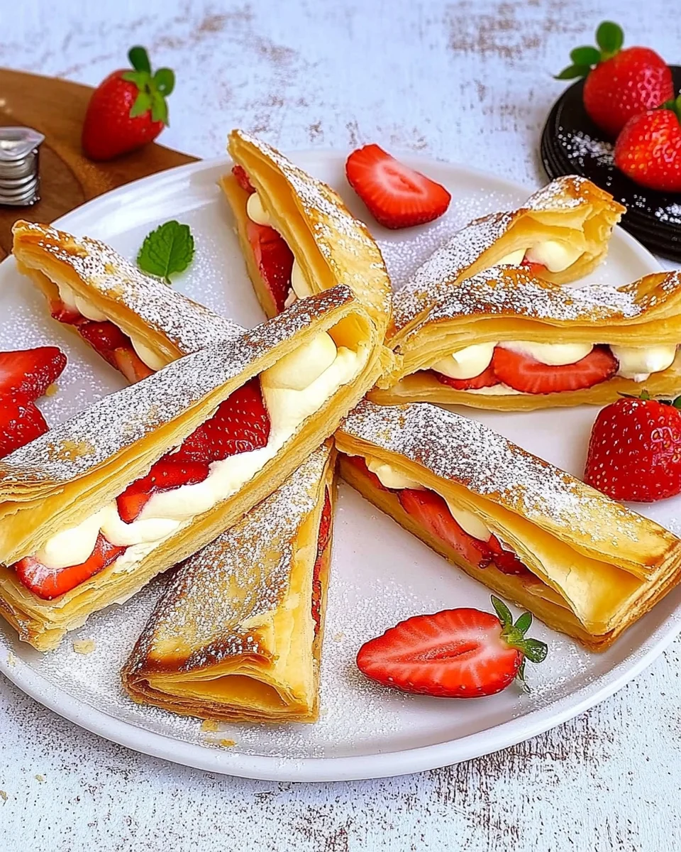 Triangles feuilletés aux fraises : un dessert croustillant, crémeux et gourmand image 2