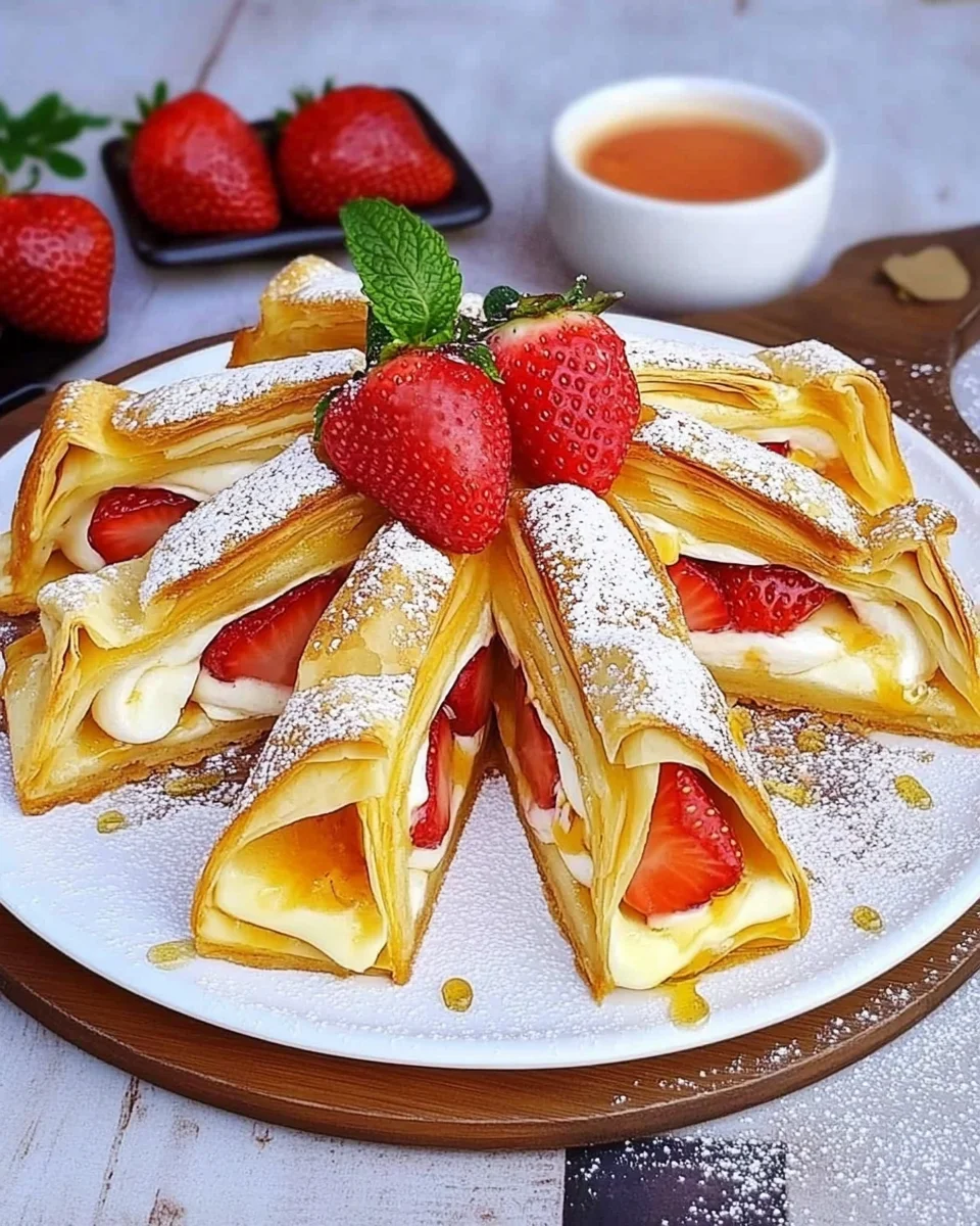 Triangles feuilletés aux fraises : un dessert croustillant, crémeux et gourmand
