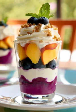 Verrines aux myrtilles, pêches et mascarpone