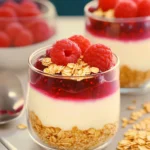 Verrines Crémeuses aux Flocons d’Avoine, Amandes et Framboises