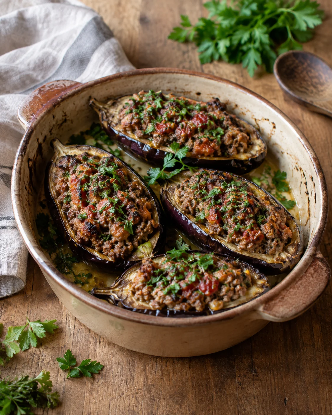 Aubergines Farcies à la Viande Hachée et aux Herbes image 2