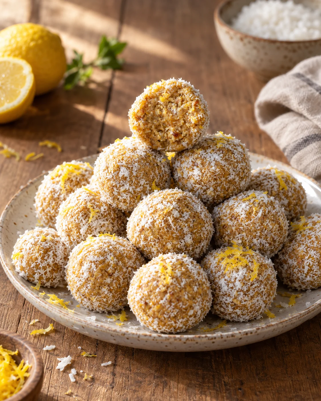 Boules d’Énergie au Citron – Sans Cuisson et Naturellement Sucrées