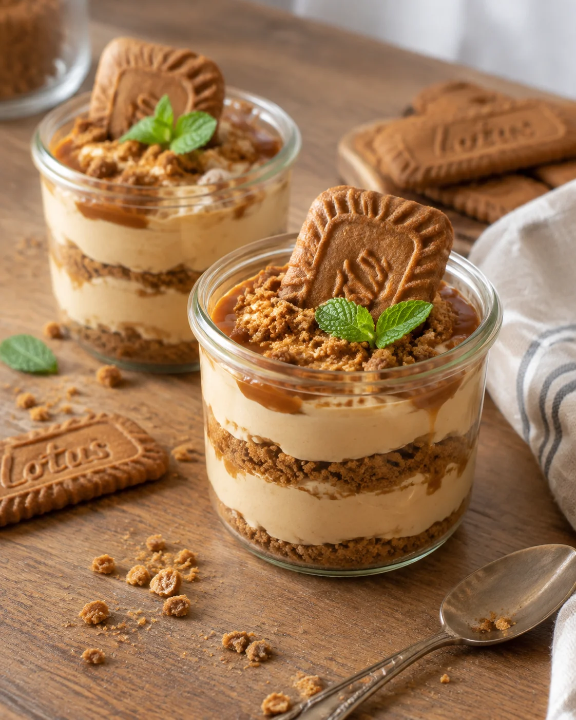 Dessert Lotus Biscoff sans Cuisson : Verrines Crémeuses Caramel en 10 Min