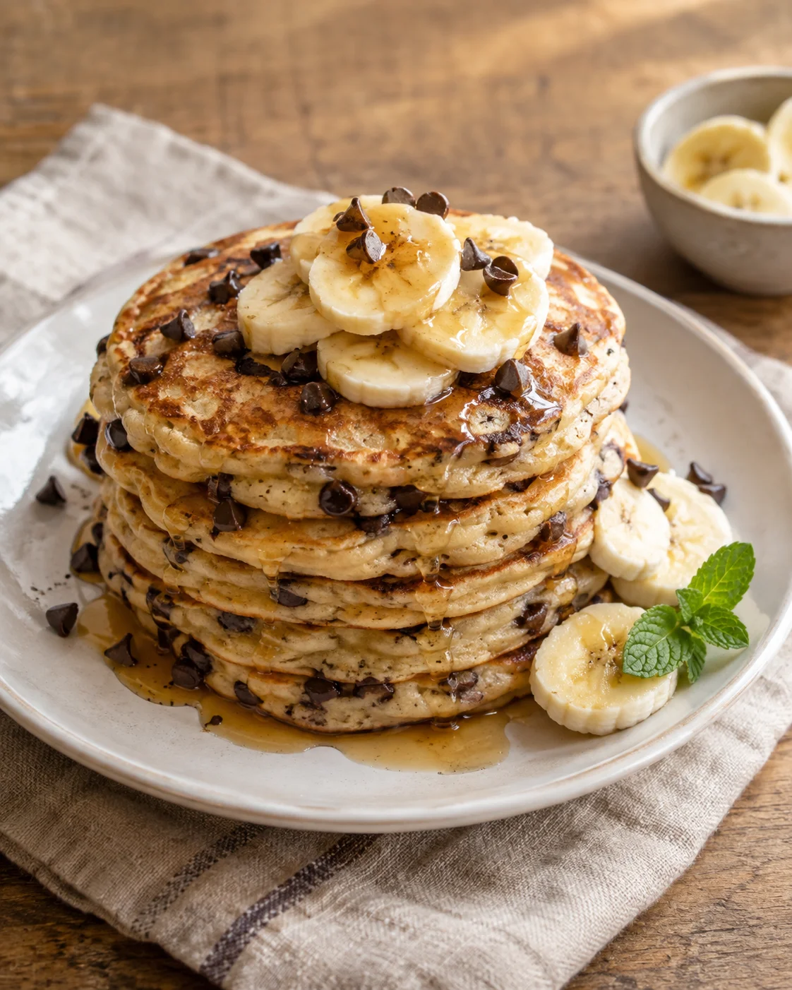 Fluffy Pancakes à la Banane et aux Pépites de Chocolat — Sans Sucre Ajouté
