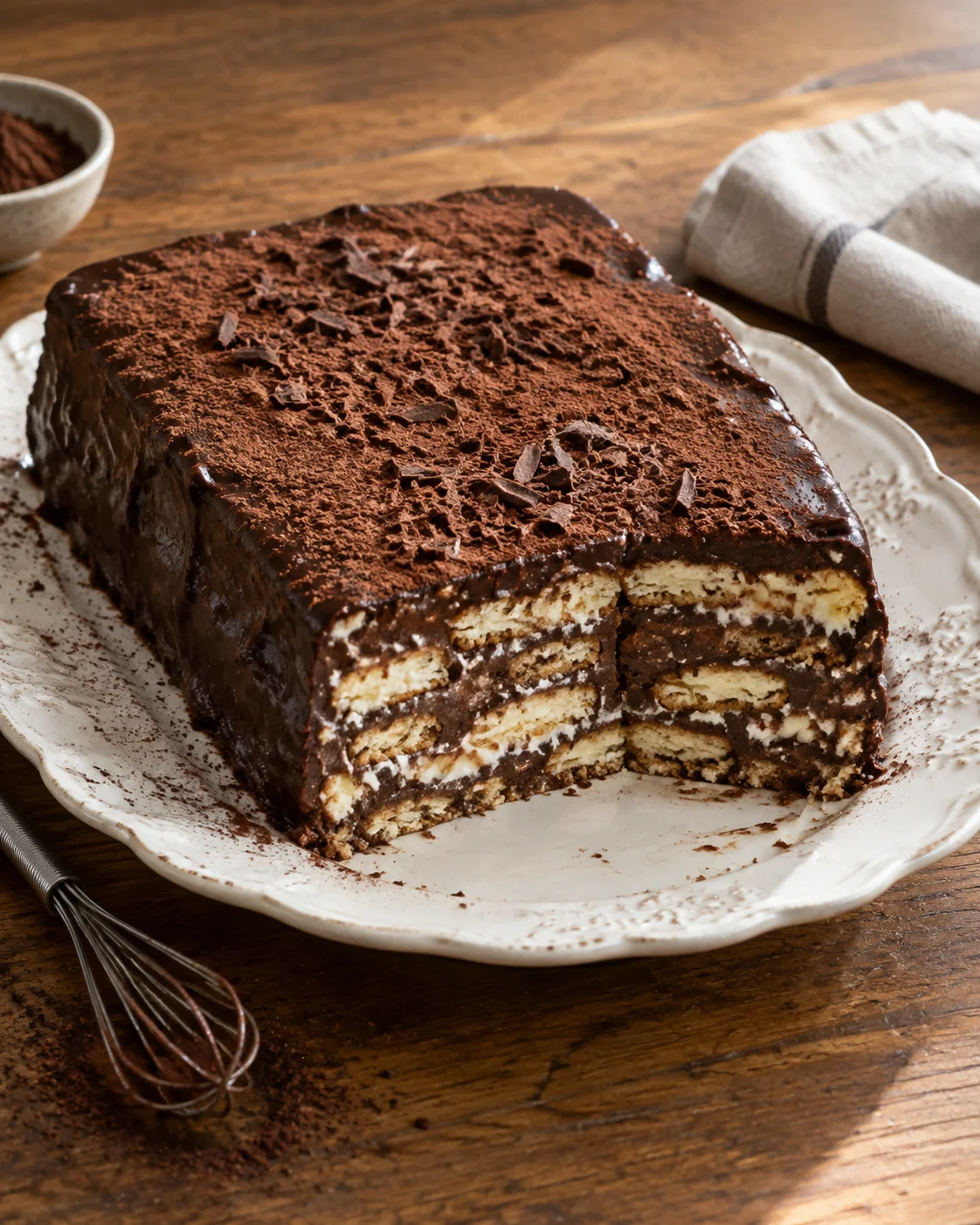 Gâteau aux Biscuits, à la Crème et au Chocolat — Dessert Sans Cuisson