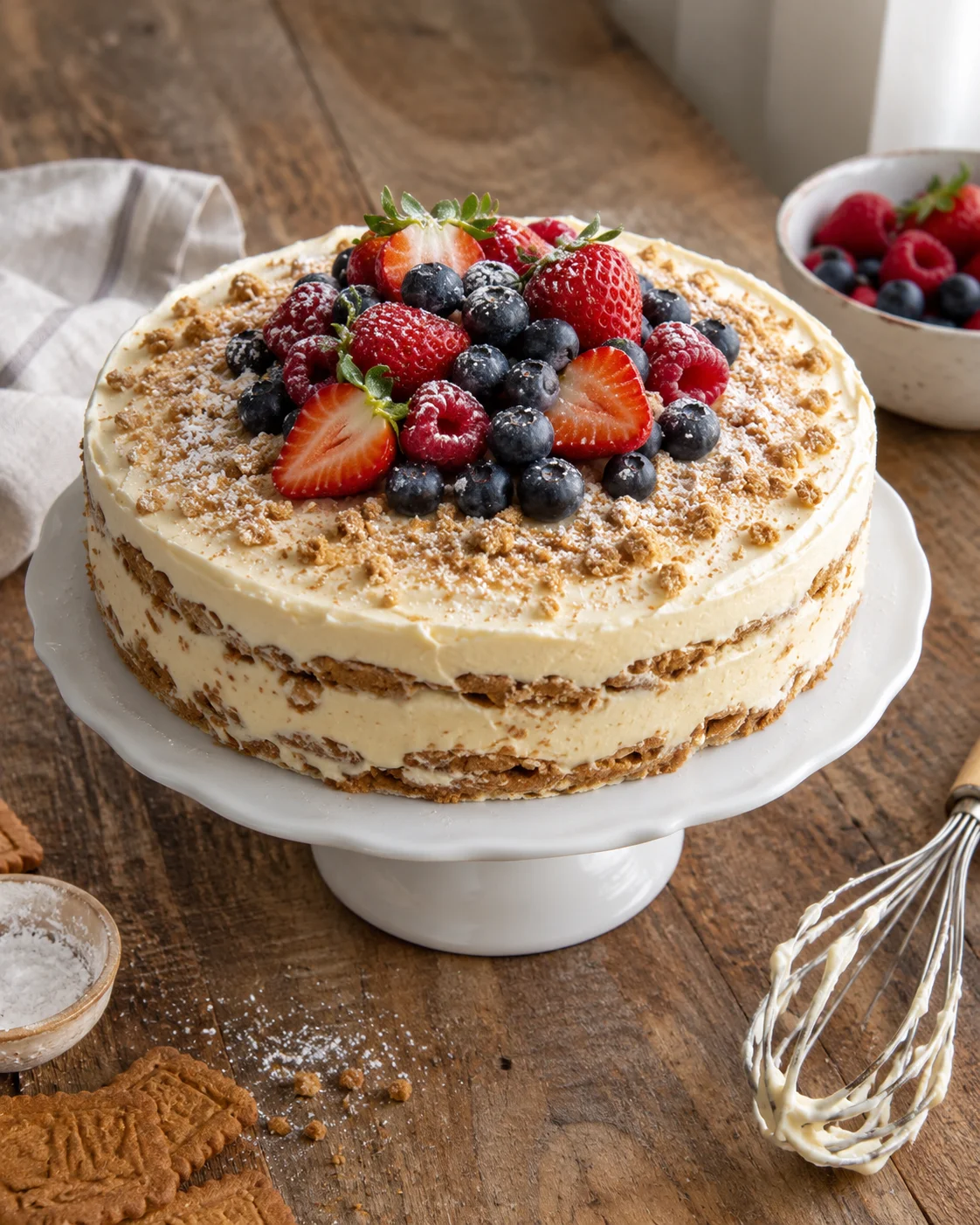 Gâteau Glacé Sans Cuisson aux Biscuits, Crème Pâtissière & Mascarpone