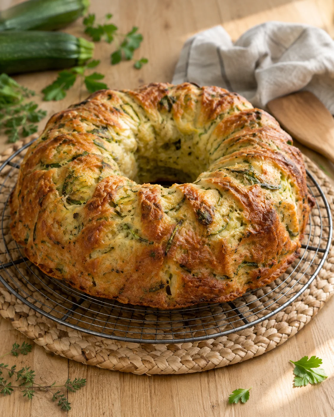 Gâteau Salé aux Courgettes en Couronne — Moelleux, Savoureux et Facile