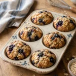 Muffins Protéinés aux Myrtilles, Flocons d’Avoine et Yaourt Grec