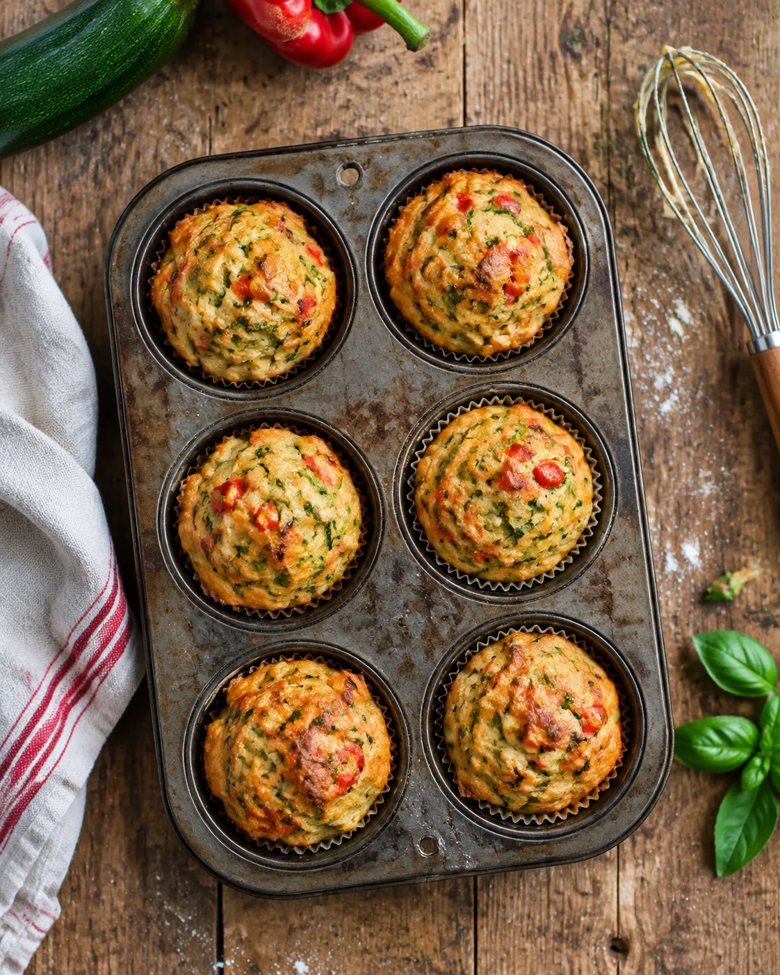 Muffins Sains aux Courgettes et Poivrons Rouges — Moelleux, Faciles et Savoureux image 2