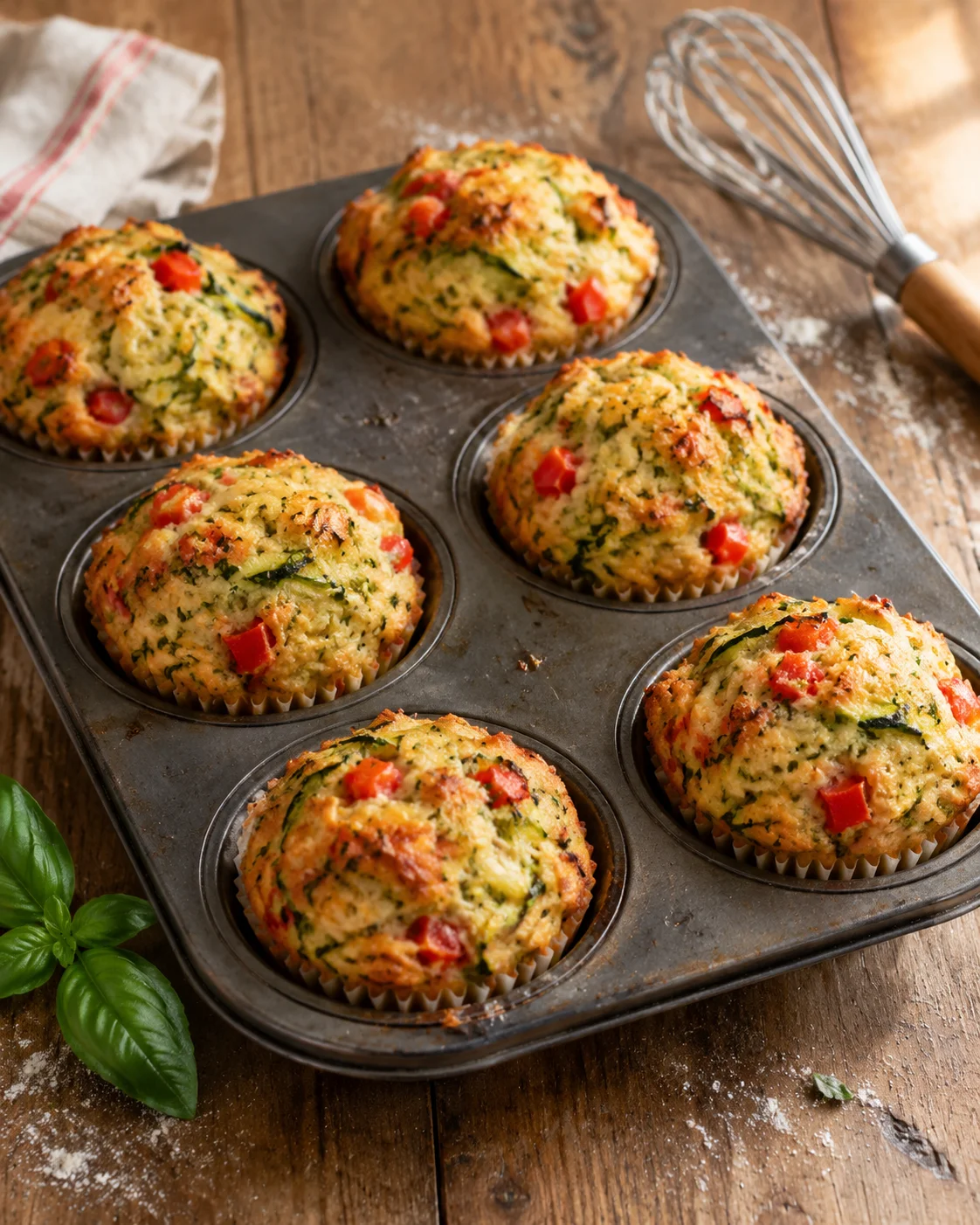 Muffins Sains aux Courgettes et Poivrons Rouges — Moelleux, Faciles et Savoureux