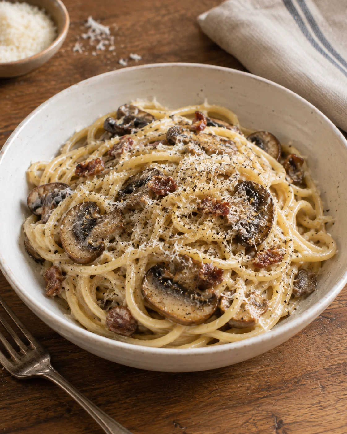 Pâtes Carbonara aux Champignons