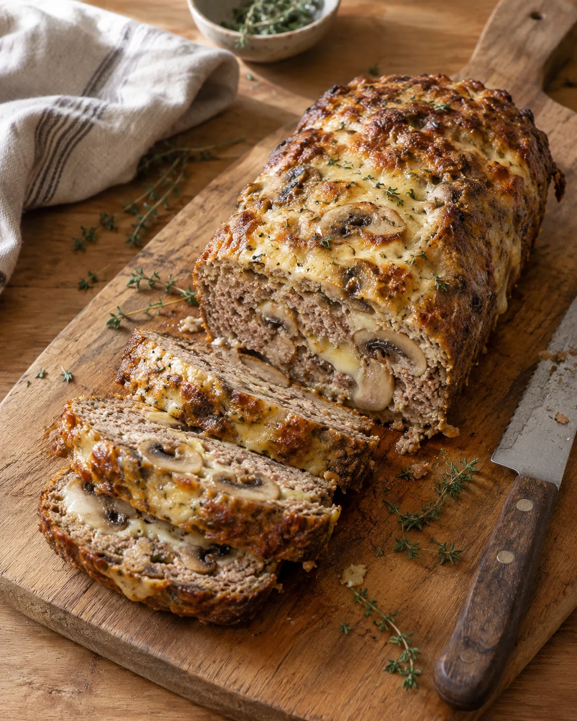 Pain de Viande aux Champignons et au Fromage Suisse — Une Version Gourmande du Grand Classique